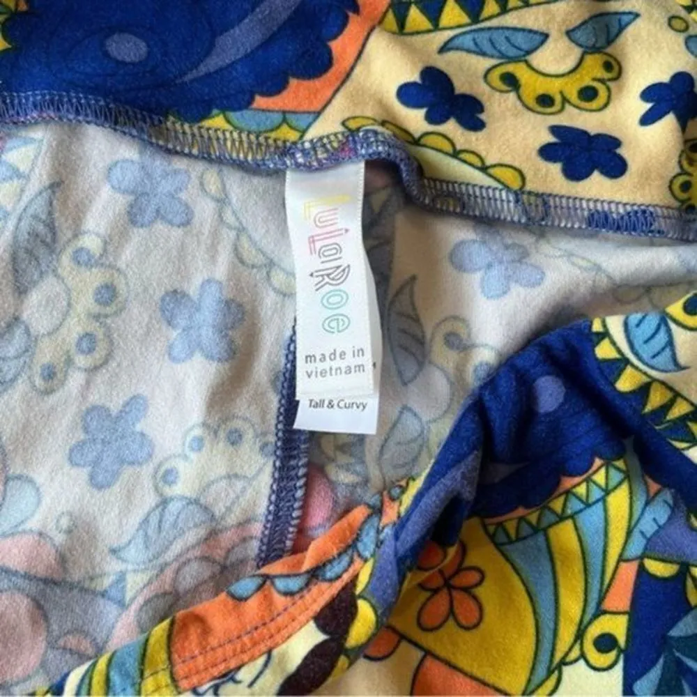Lularoe TC Leggings Russian Mishka Dolls Blues Yellow Oranges - Image 5