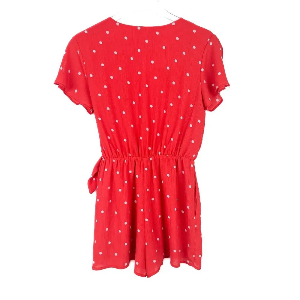 Polka Dot Tie Romper Lipstick Red Size Small S EUC L2611 - Image 13
