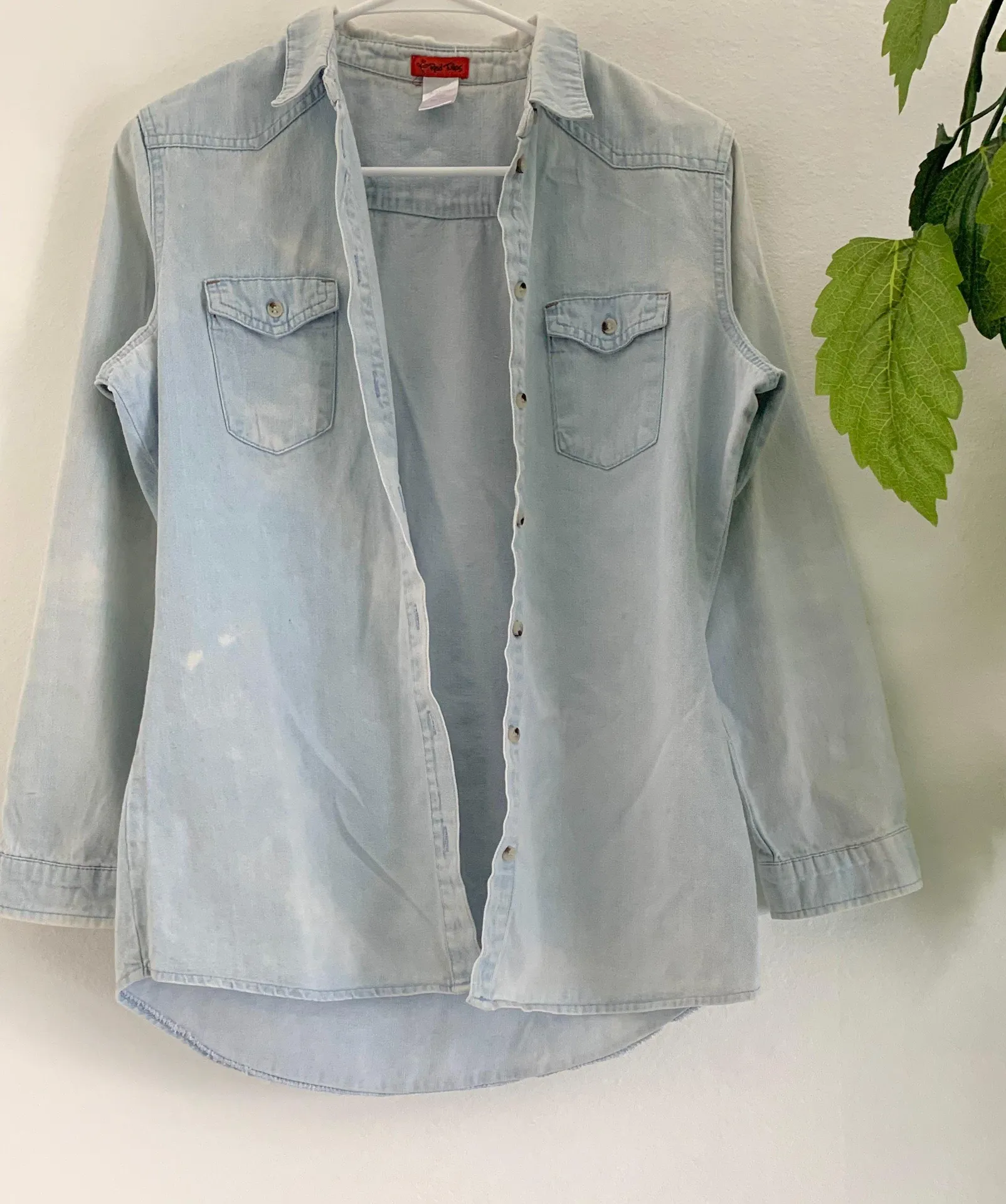 Light Wash Denim Button Up Blue Size M - Image 2