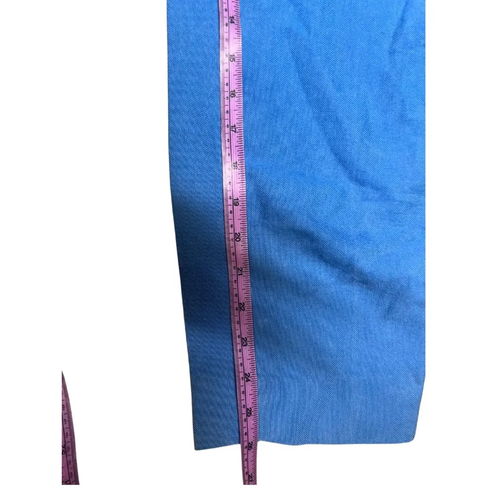 Blue Textured Lyocell Pull On High Waisted Paperbag Pants Size Small - Image 4