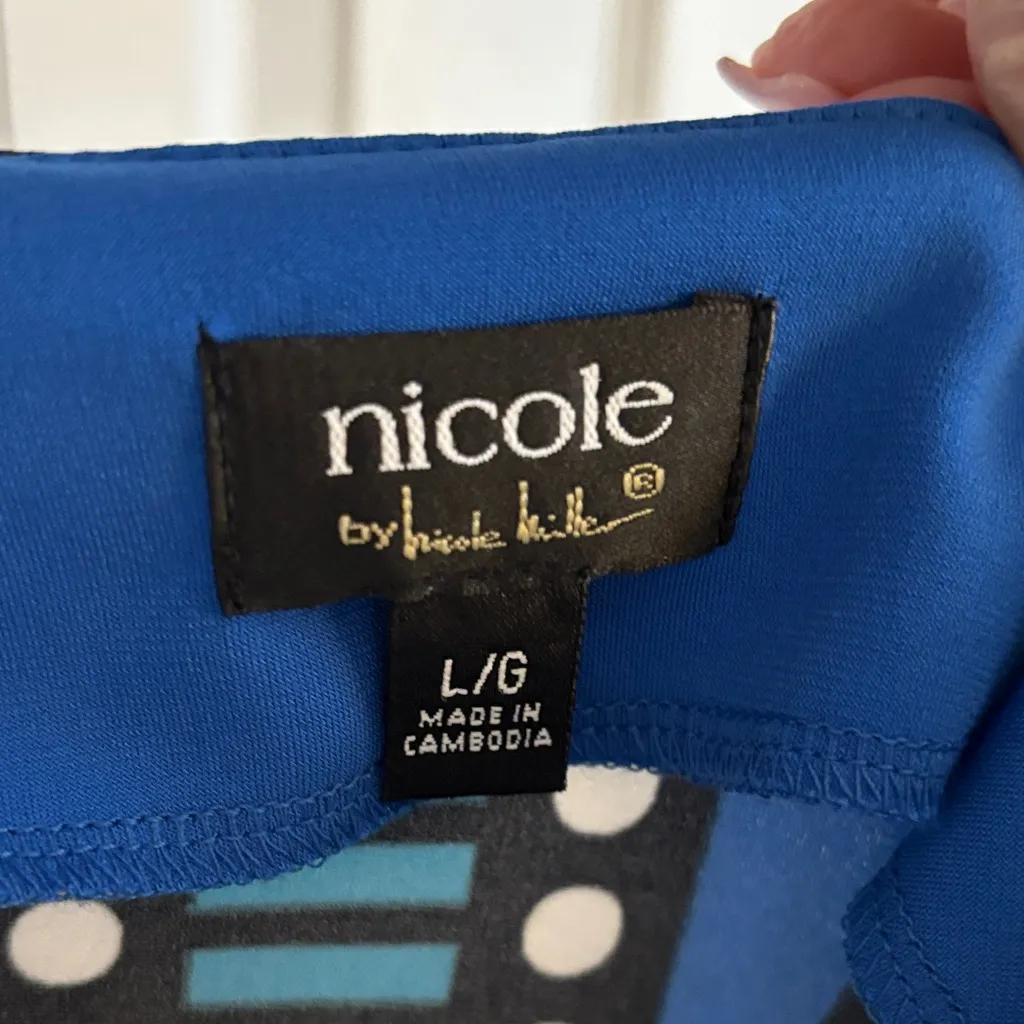 Nicole by Nicole Millet Blue and Green Long Sleeve Jersey Dress size L Size L - Image 2