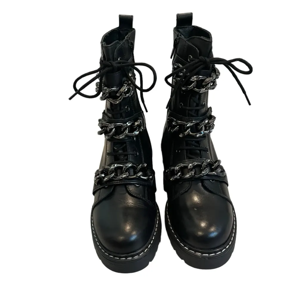 NWOT, Kurt Geiger Storm Black Leather Ankle Combat Boot - Image 3