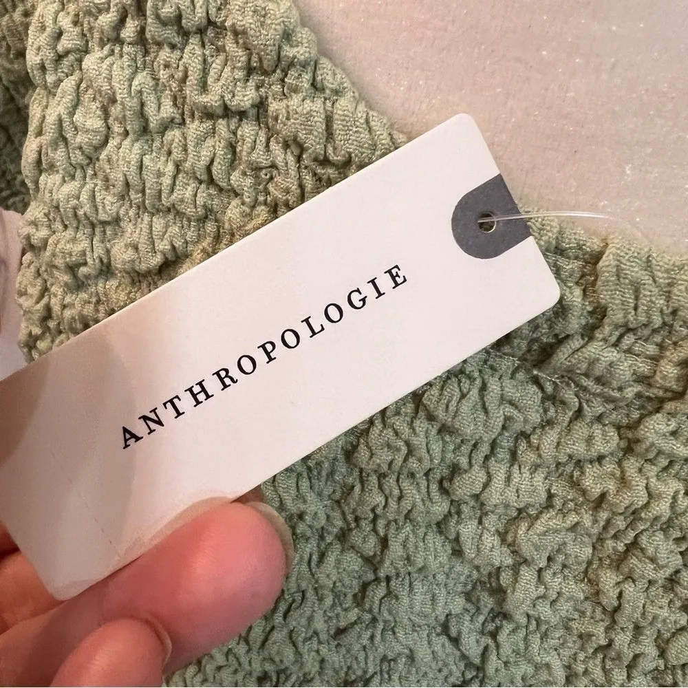 NWT Maeve Anthropologie Popcorn Socialite Tee CP6997 Green Textured Large Top - Image 6