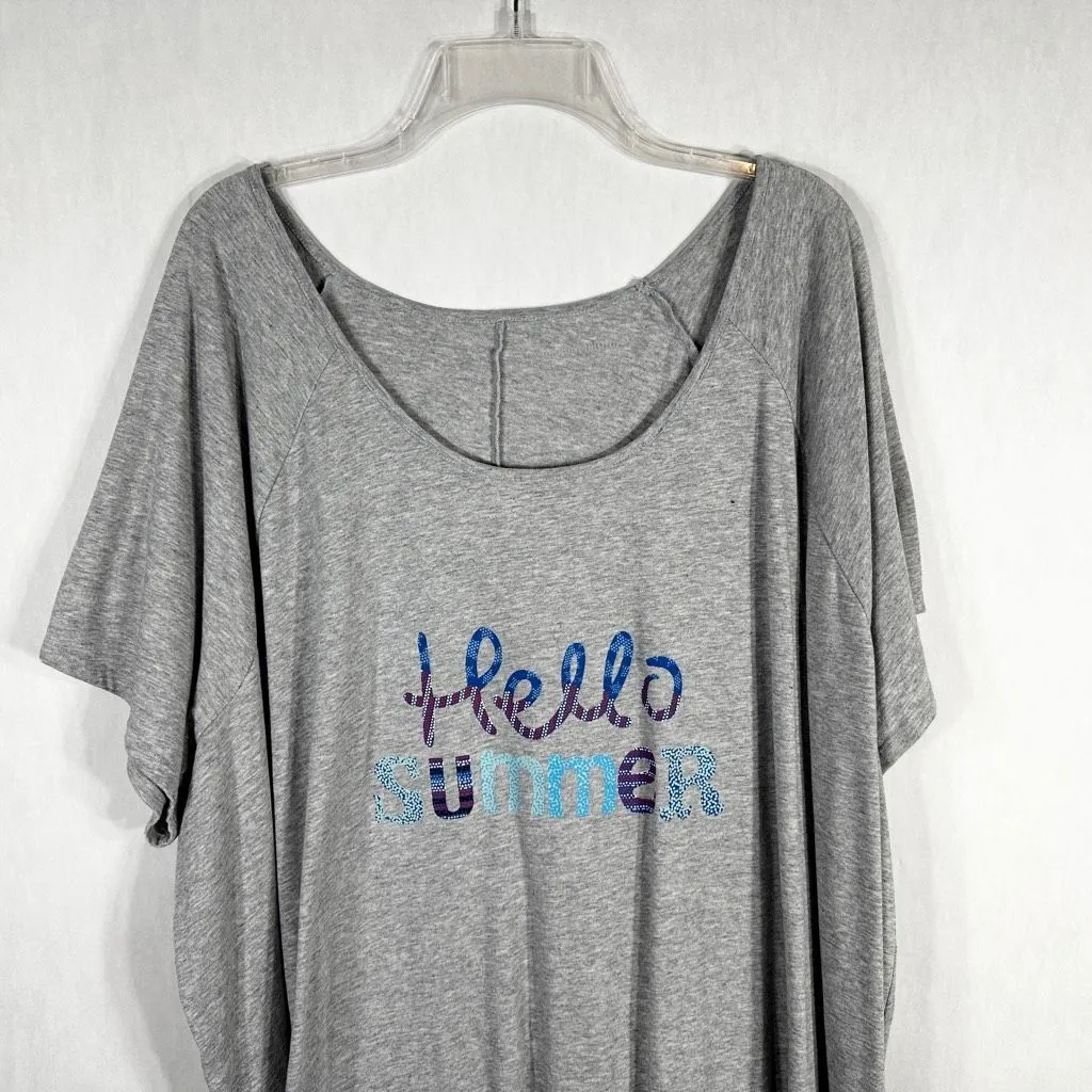 Woman Within Plus Size 3X 30W 32W Top Gray‎ Hello Summer Scoop Neck 1076 - Image 5