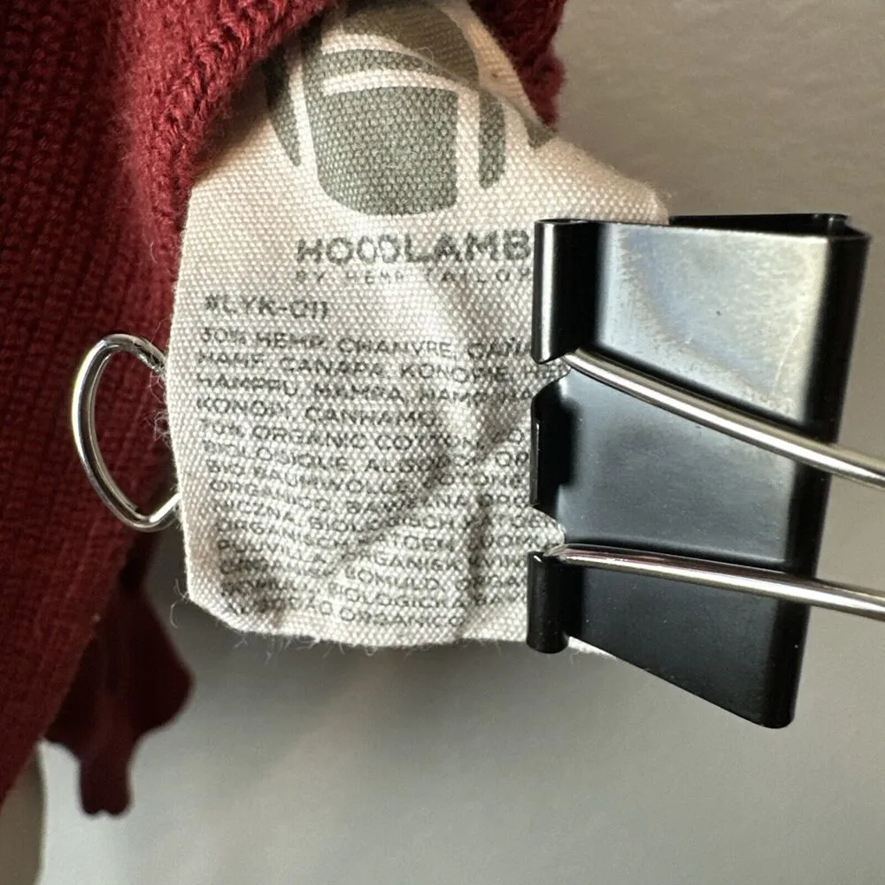 HoodLamb Crew Neck Dolman Sleeve Tunic Sweater Size L Cherry Red Hemp Cotton Size L - Image 7