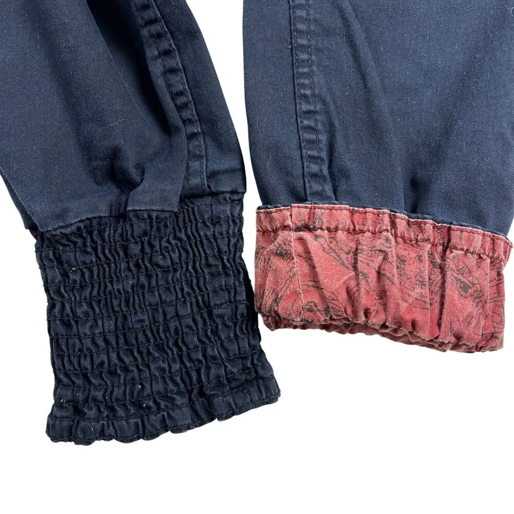 Desigual Navy Blue Jogger Jeans Flower Graffiti Size 30 - Image 10