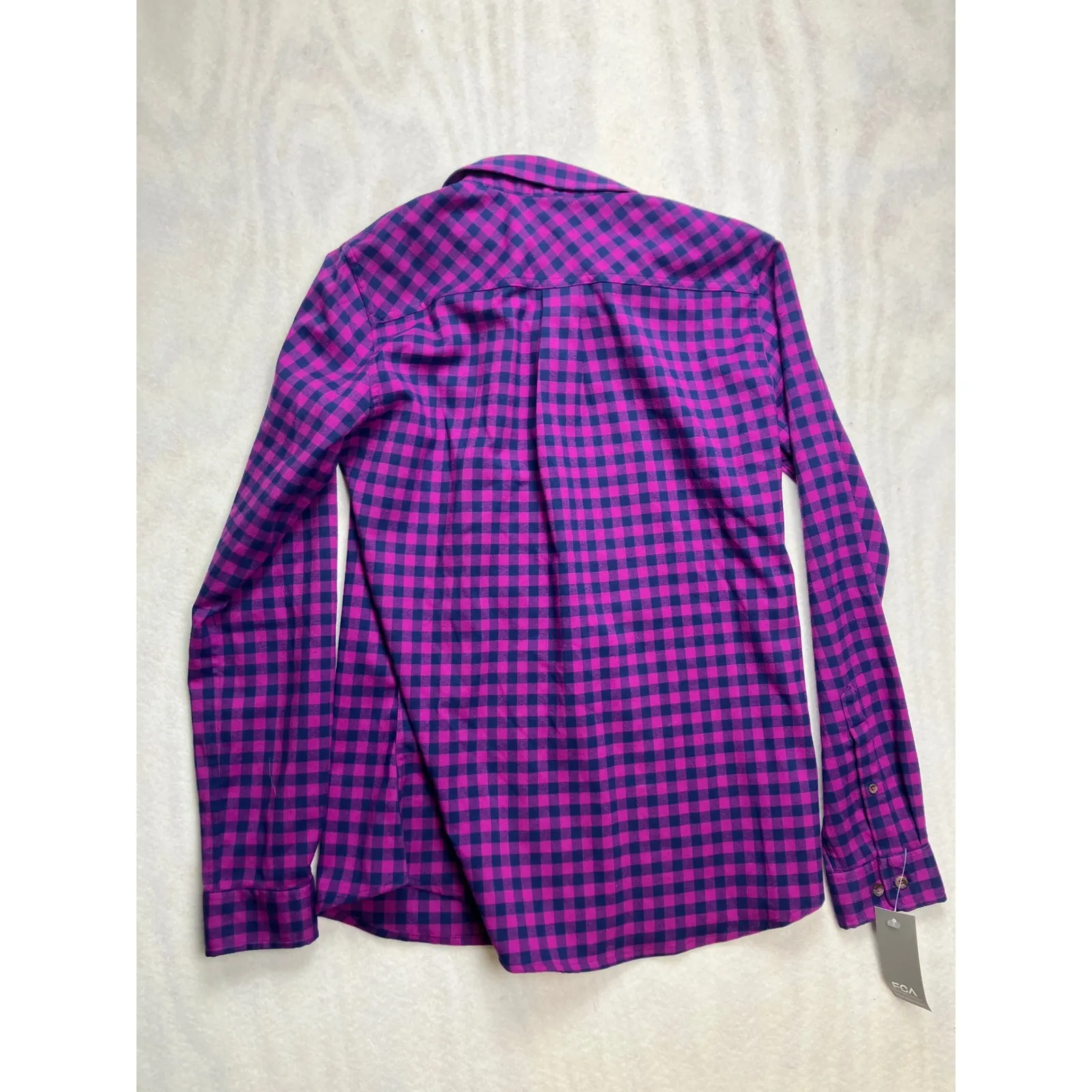 Storm Creek Jeep Plaid Button Down Shirt Womens Medium Pink Navy Long Sleeve Purple - Image 9