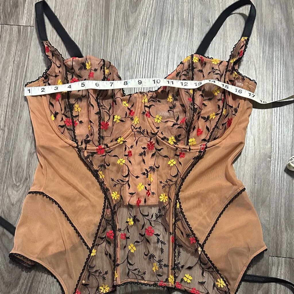 Adore Me Floral Shapewear Corset - Black and Tan - Image 6