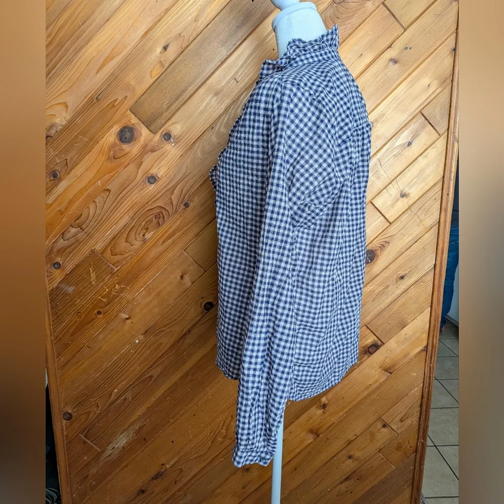XiRENA Gingham Ruffle Blouse Size XS Orange - Image 4