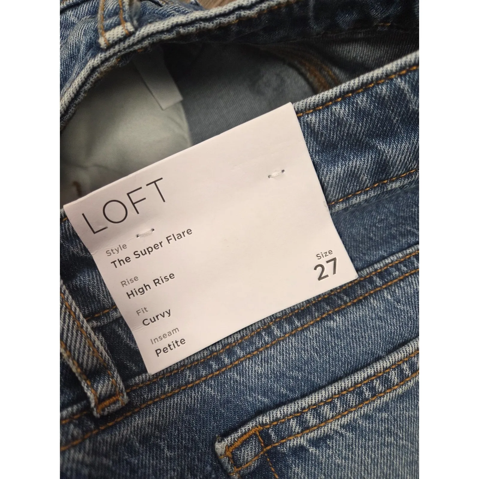 Ann Taylor LOFT NWT Curvy High Rise Super Flare Jeans Petite Inseam Size 27 - Image 4