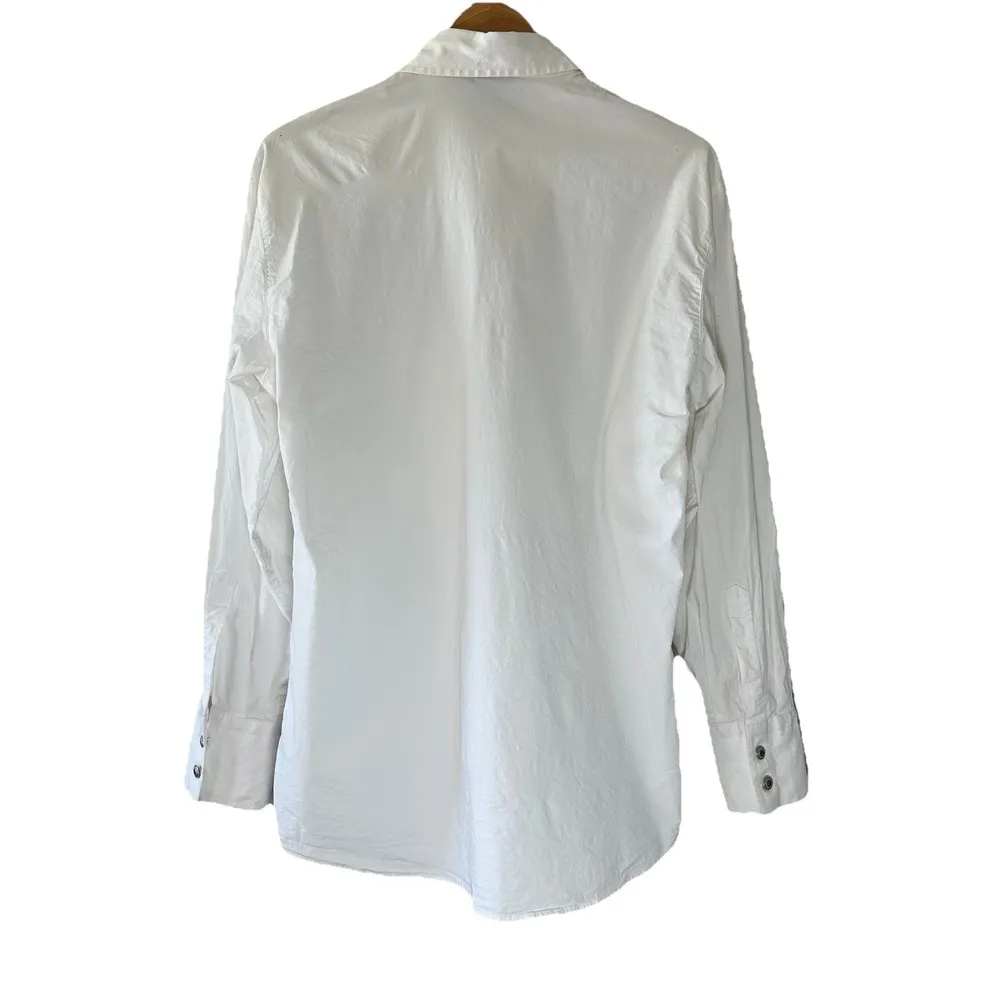 VTG‎ 90's Versace Classic V2 White Collared Shirt Metal Logo Buttons L Old Money - Image 2