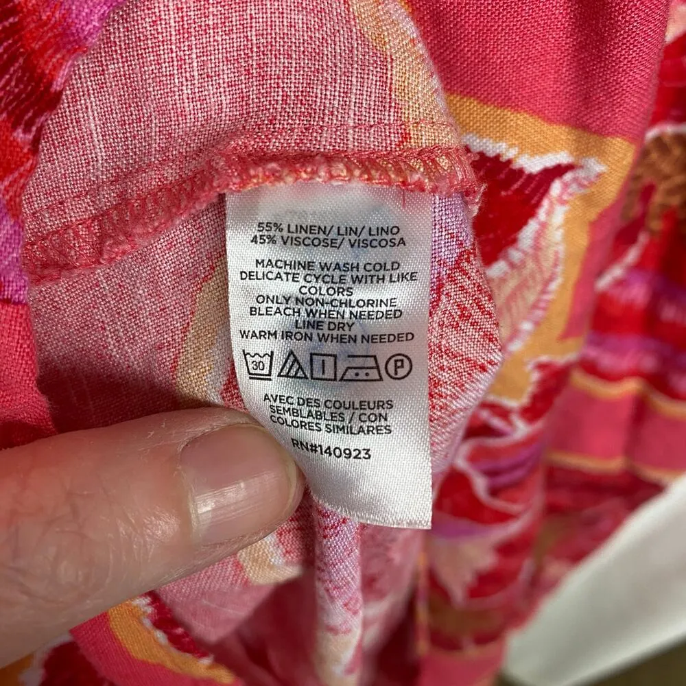 LOFT Pink Textured Floral Line Blend Strappy Maxi Dress Sz.14 - Image 11