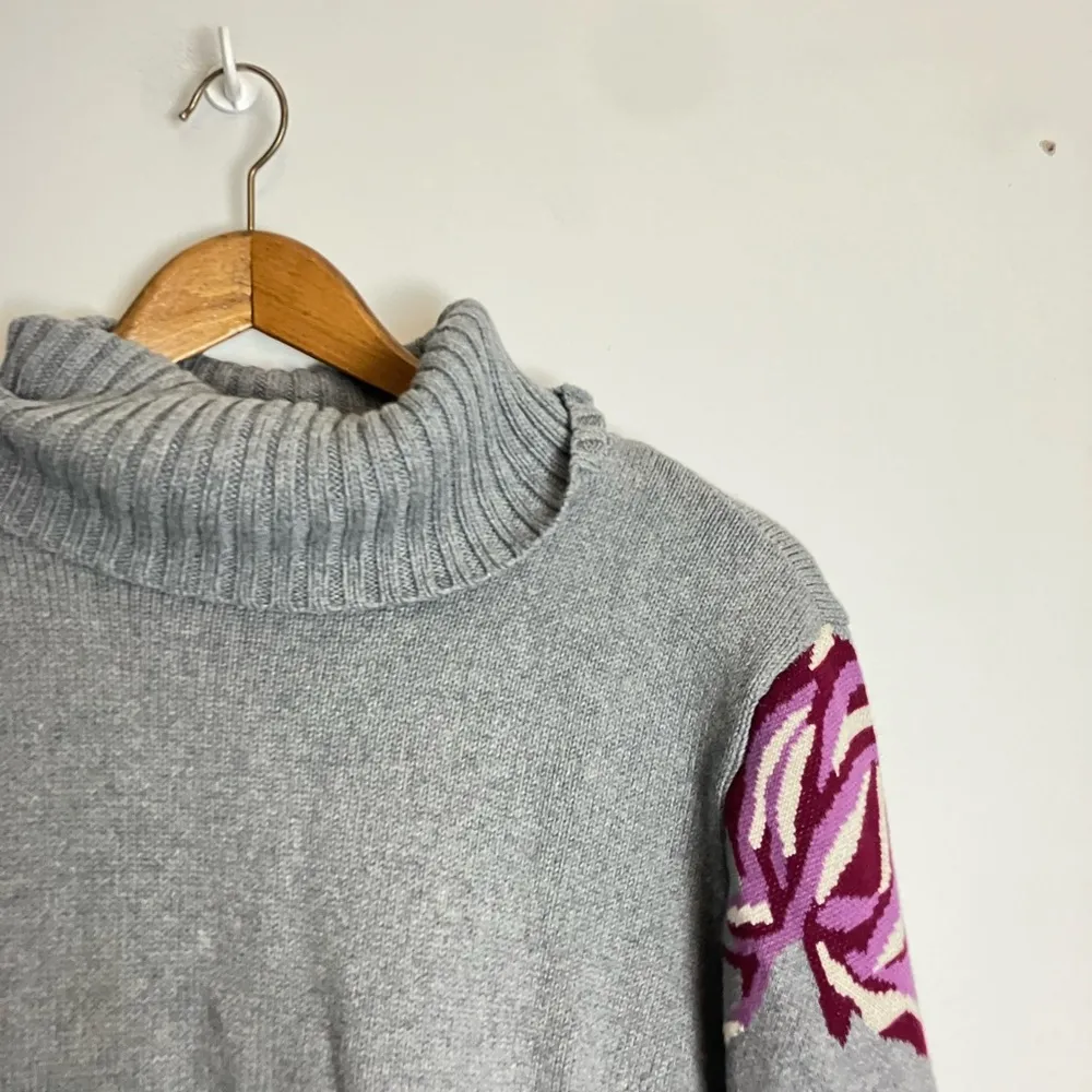 CAbi Eden Gray Purple Pullover Chunky Sweater - Image 3