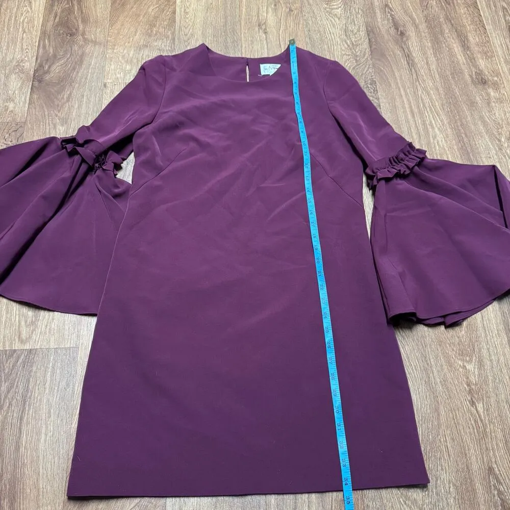 Milly Cady Burgundy Wine Red Bell Statement Sleeve Mini Dress L/S Size 6 Small - Image 9