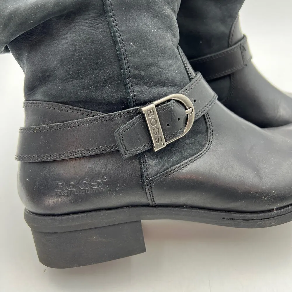 Bogs Carly Boots Waterproof Black Leather Ankle Booties Size 9.5 - Image 3