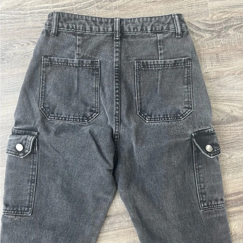 Shein High Rise Distressed Black Cargo Jeans - Size S - Image 13