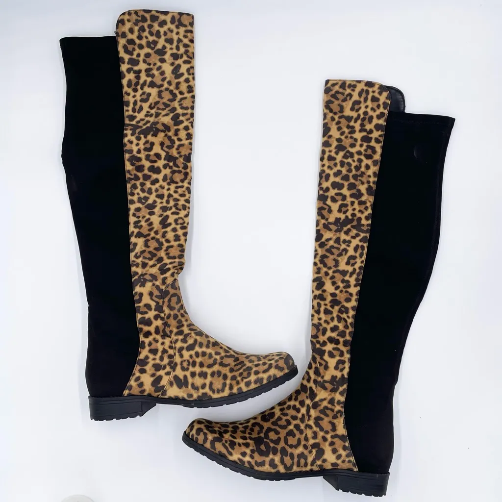Unisa Women's Gillean Over the Knee Boots Cheetah Leopard Faux Suede Size 9 - Image 3