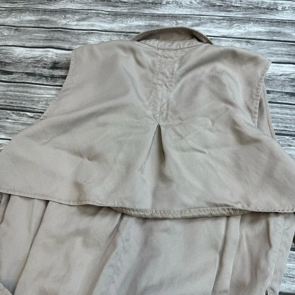 GAP Women's Open Front Safari Wrap Dress M Med Medium Tan Light Brown Khaki Tie - Image 8