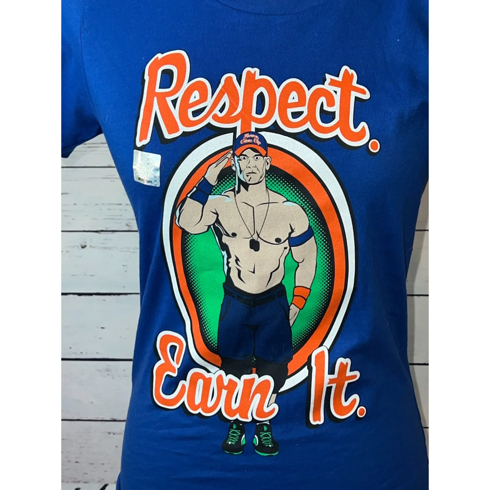 John Cena WWE tee Shirt Respect Earn It Never Give Up You Cant‎ See Me NWT Small Blue - Image 6