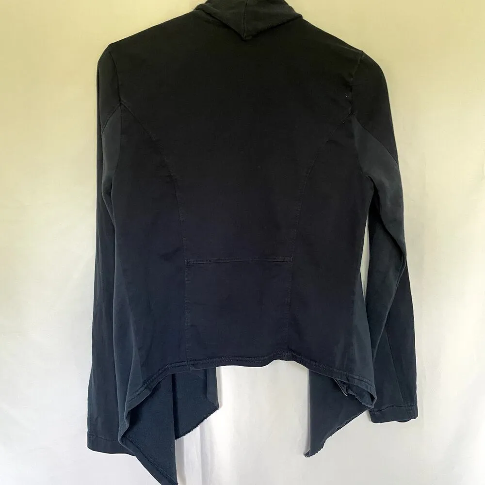 Others Follow navy blue cowl neck full zip jacket sweater women's size S cotton - Image 9