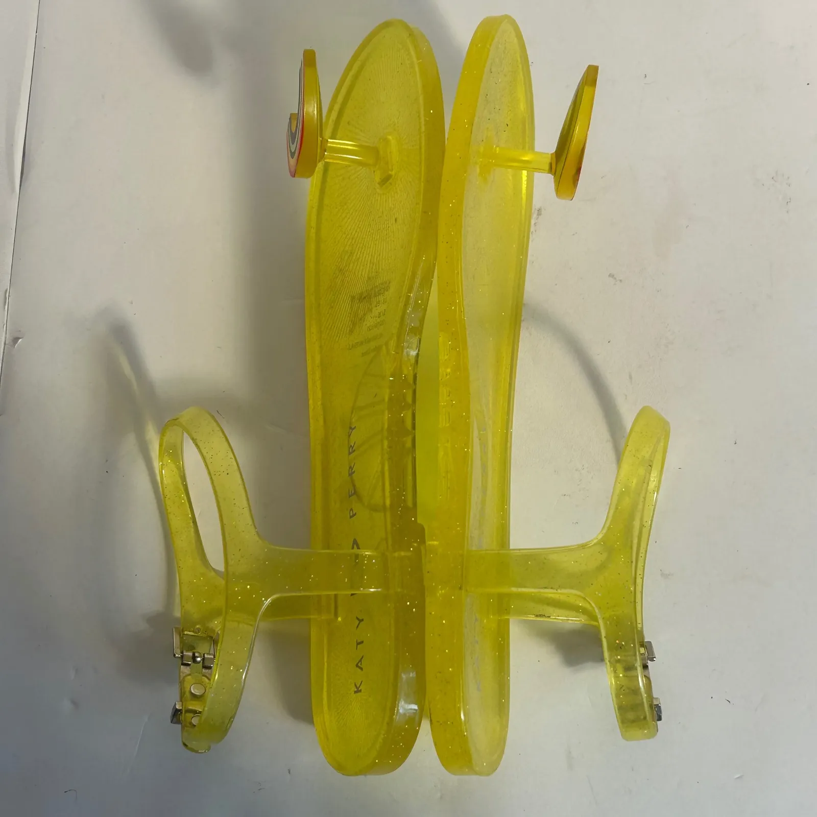 Katy Perry The Geli Jelly Sandals Yellow Rainbow Buckle Ankle Strap Women US 5 - Image 6