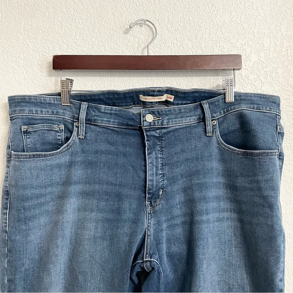 Levi’s Womens Jeans Denim Blue Shaping Skinny Stretch Distressed Plus Size 24 - Image 3