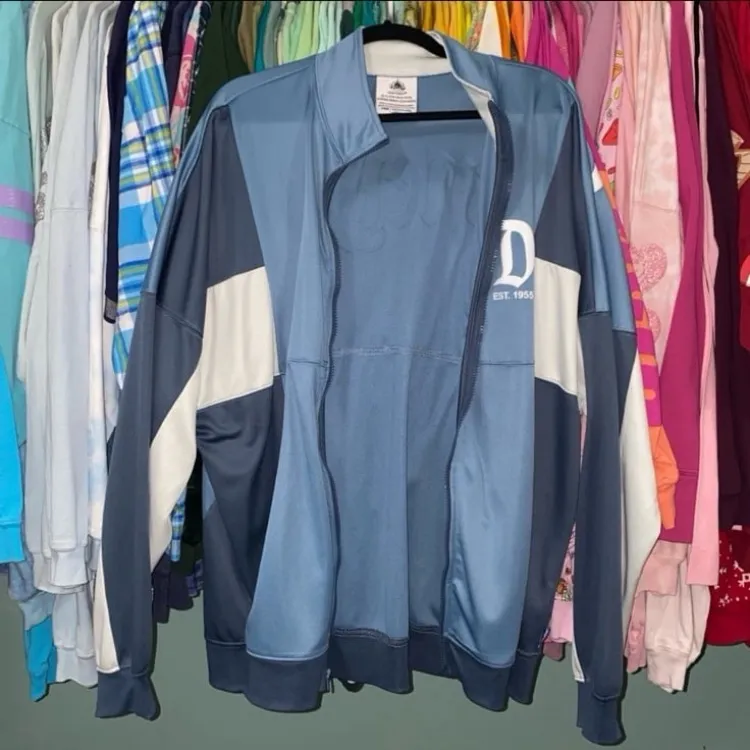 Disney parks dusty medium blue breathable spirit jersey zip up jacket unisex XL - Image 9