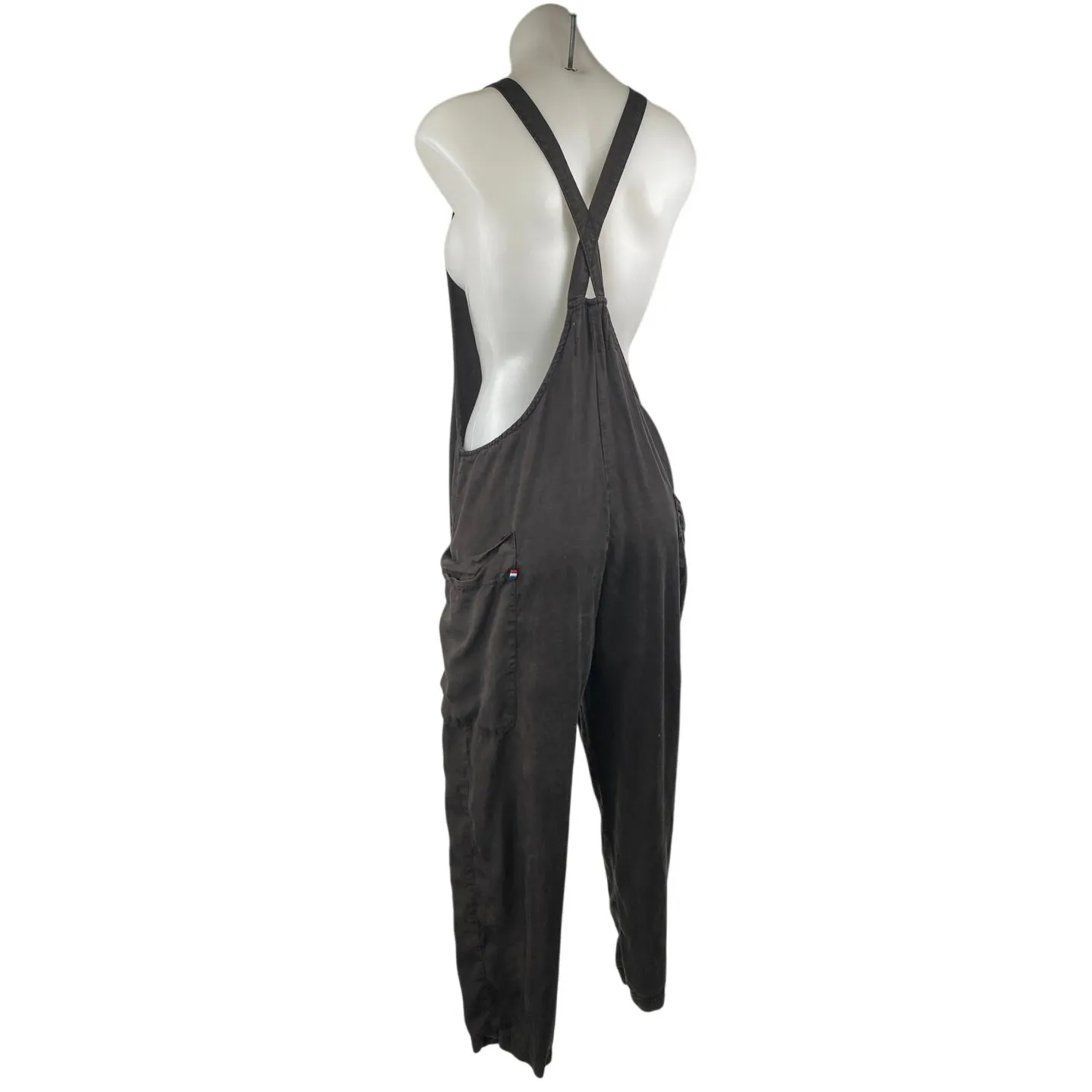 Sol Angeles Women's Black Sleeveless Cargo Straight Utility Overalls Pants Sz XS - Image 2