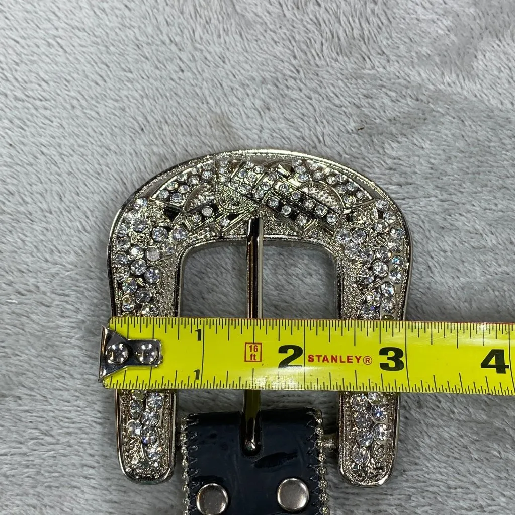 Nocona Belt Co Western Fashion Belt Womens S Black Rhinestones Crystal Buckle - Image 6