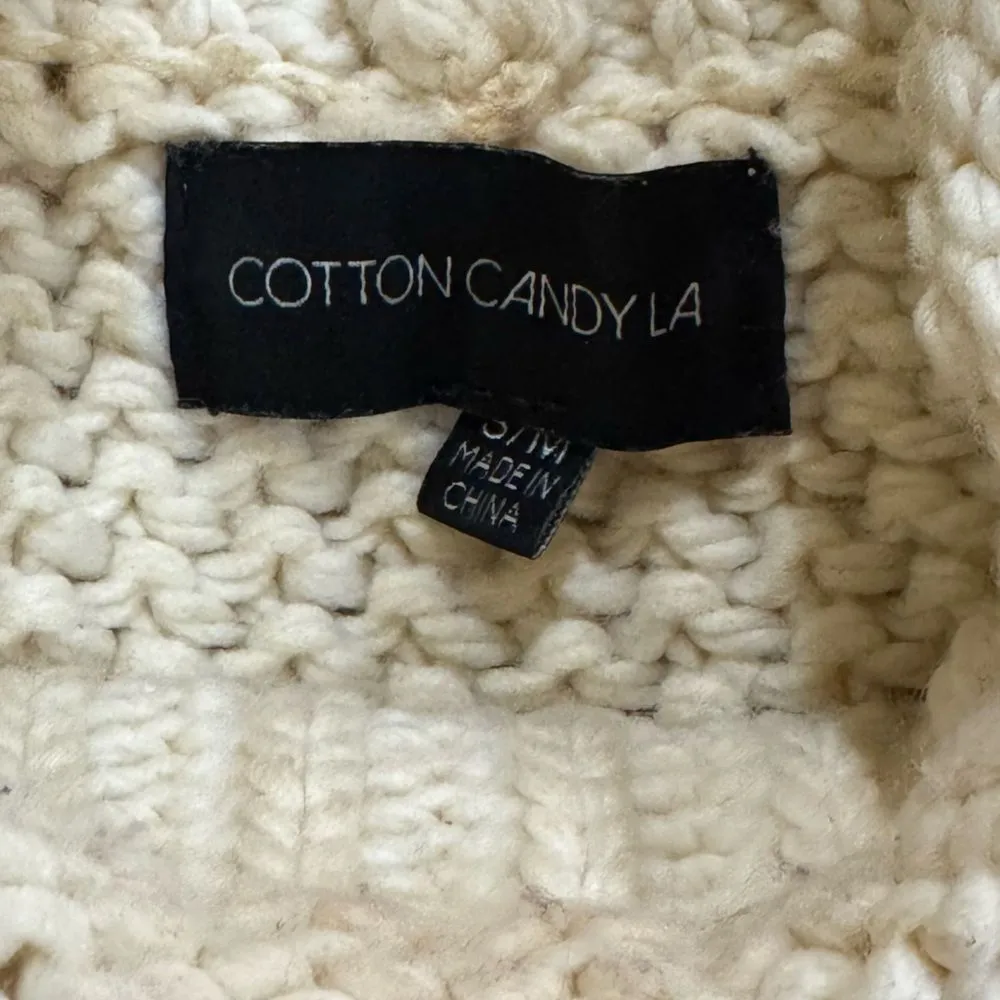 Cotton Candy LA Ivory Turtleneck Ribbed Knit Cropped Sweater Women’s S/M Size M - Image 3