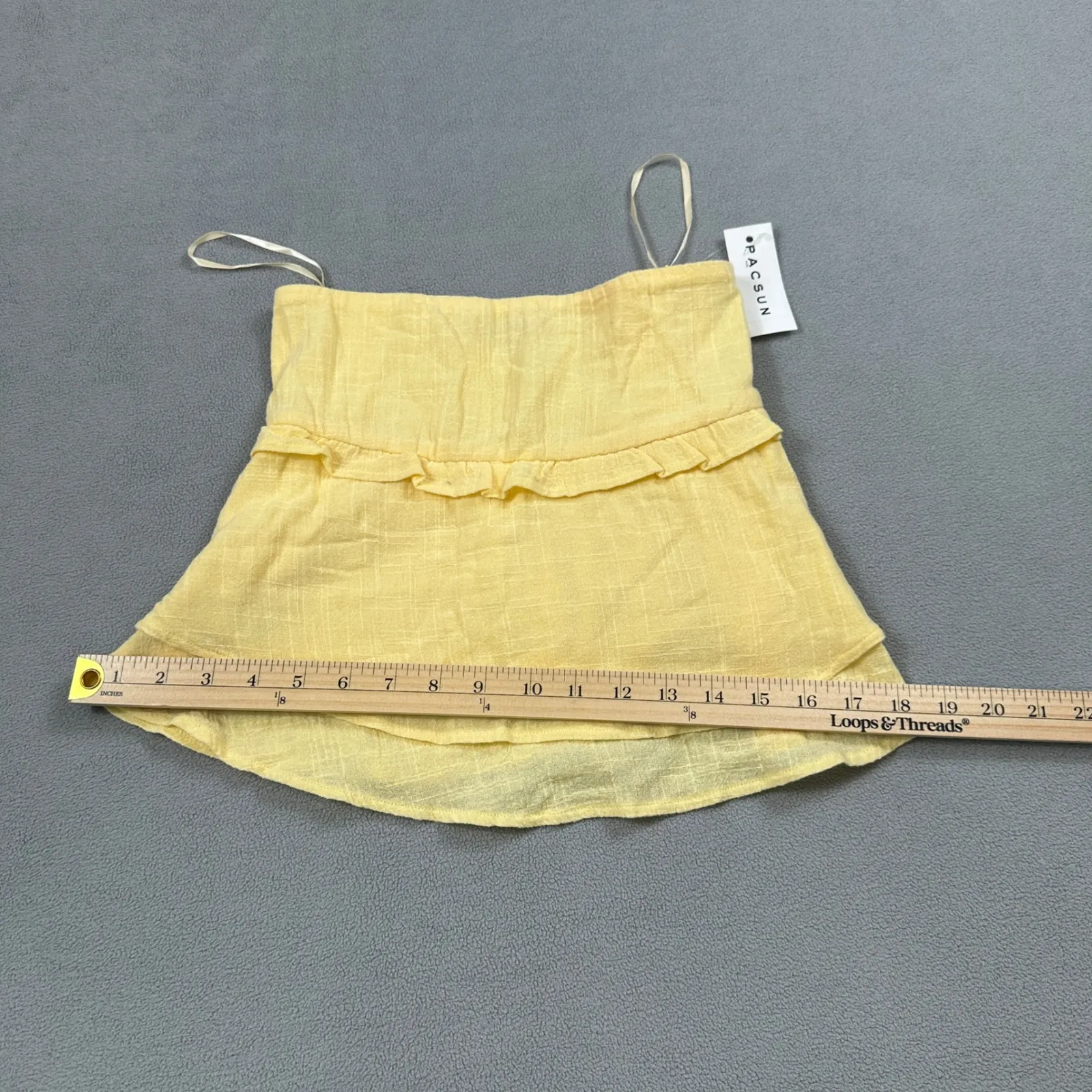 NWT Edikted Top S Womens Yellow Ruffle Layered Strapless Smocked Cami Tank Cute - Image 7