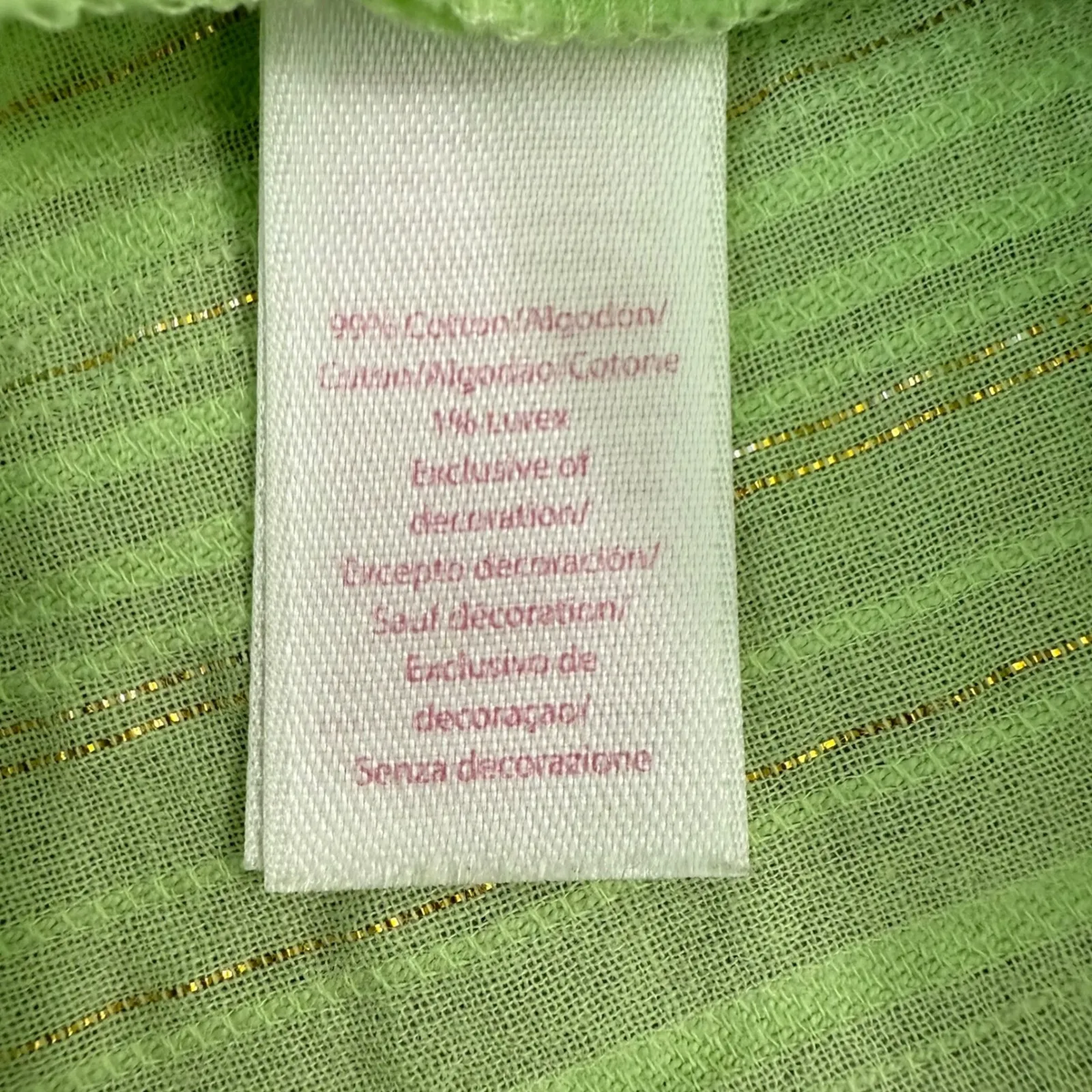 Lilly Pulitzer Esme Lurex Crinkle Green Tunic Crepe Dress Gold 3/4 Sleeve Size S - Image 4