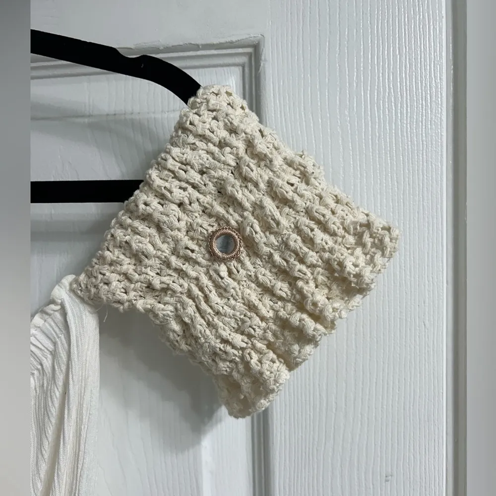 Ocean drive white/cream crochet boho mirror embellished off shoulder crop top - Image 7