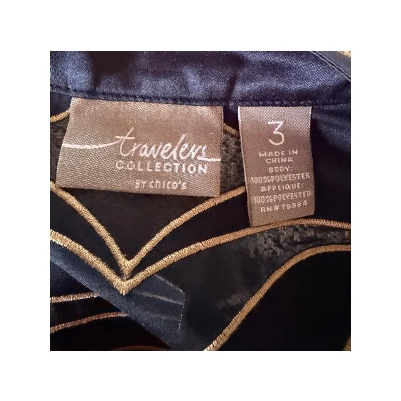 Chico’s Travelers Collection Black Gold Foil Jacket Size 3 (XL/16) - Image 5