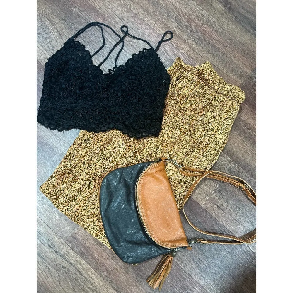 Vintage California Krush Boho Hippie 100% Rayon Pants M animal Print Tan Size M - Image 7