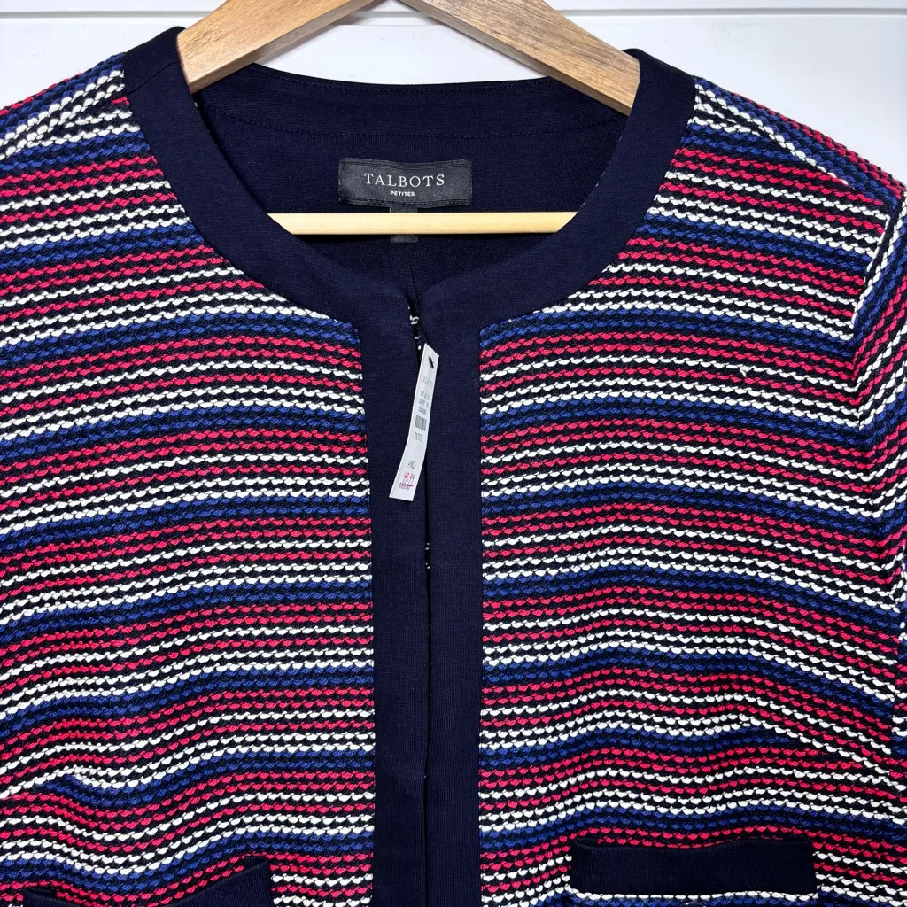 TALBOTS Woven Blue Red White Striped Cotton Blend Blazer Jacket Size XL P NEW‎ - Image 5
