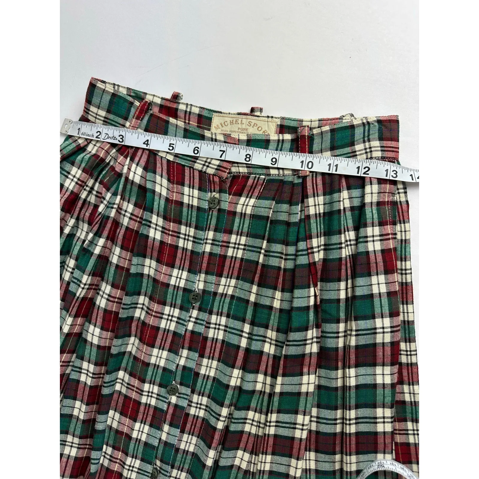 VTG Michel Sport Size XSmall Plaid Tartan Skirt Set Christmas Pleated Academia Red - Image 10