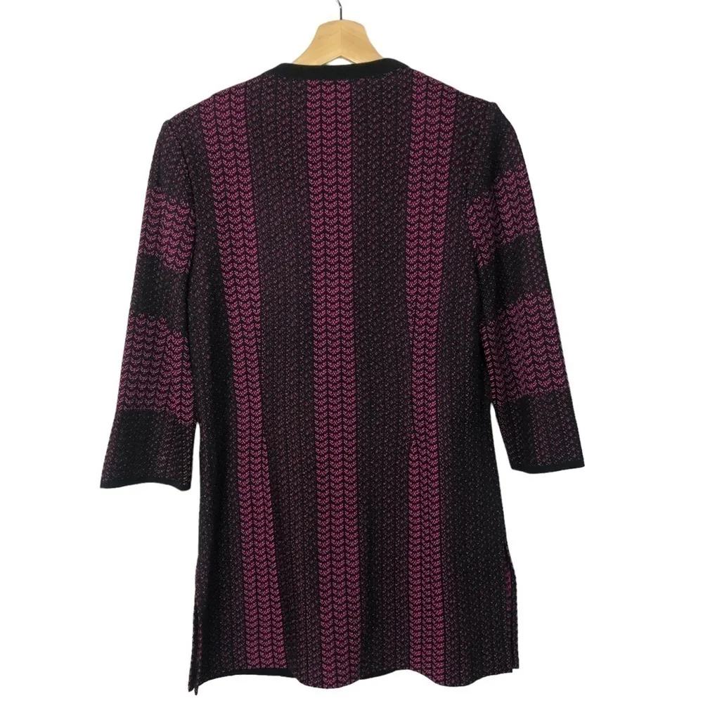 Ming Wang Black & Pink Knit Sweater Coat S - Image 2