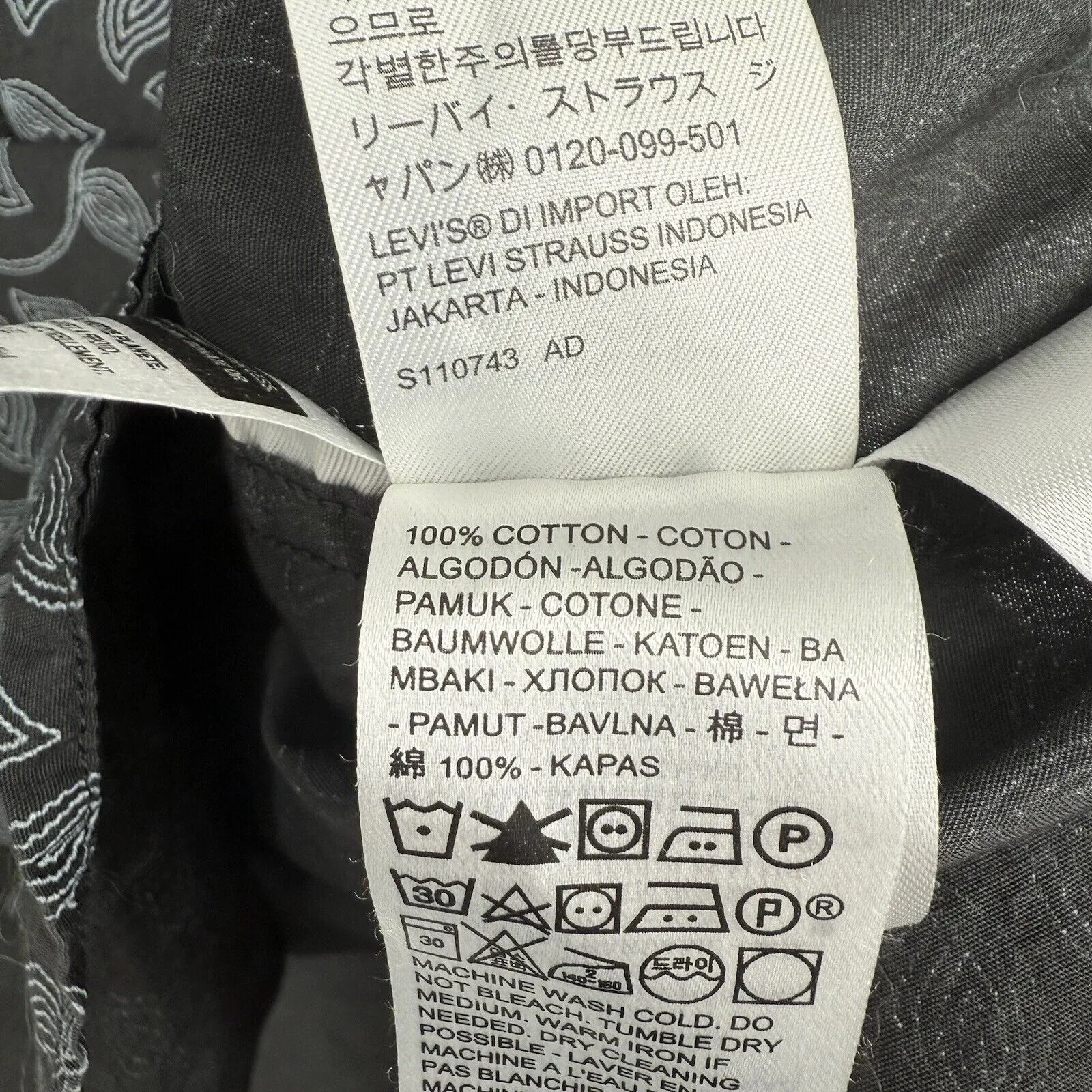 Levis Shirt‎ Mens XL Gray Geometric Button Up Skater Standard Fit Casual Logo - Image 4