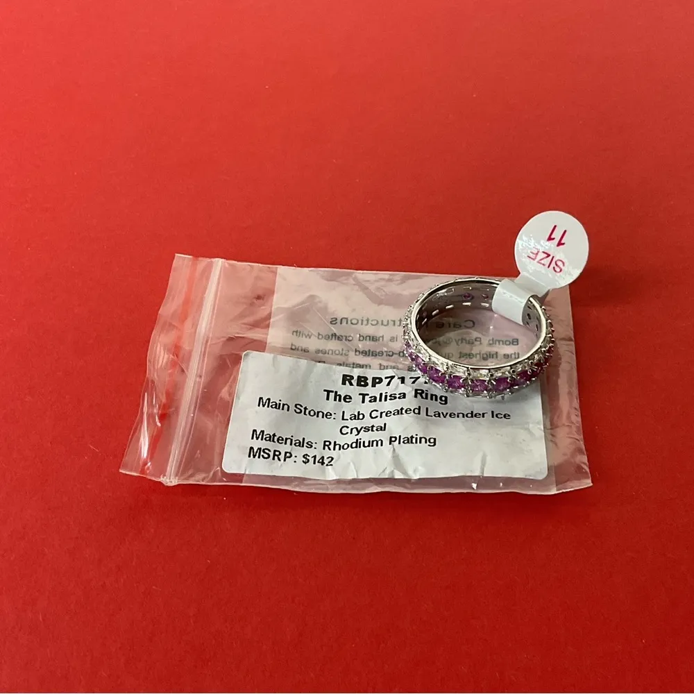 Bomb Party RBP7177 “The Talisa Ring” LC Ice Crystal on Rhodium Size 11 Ring NWT - Image 4