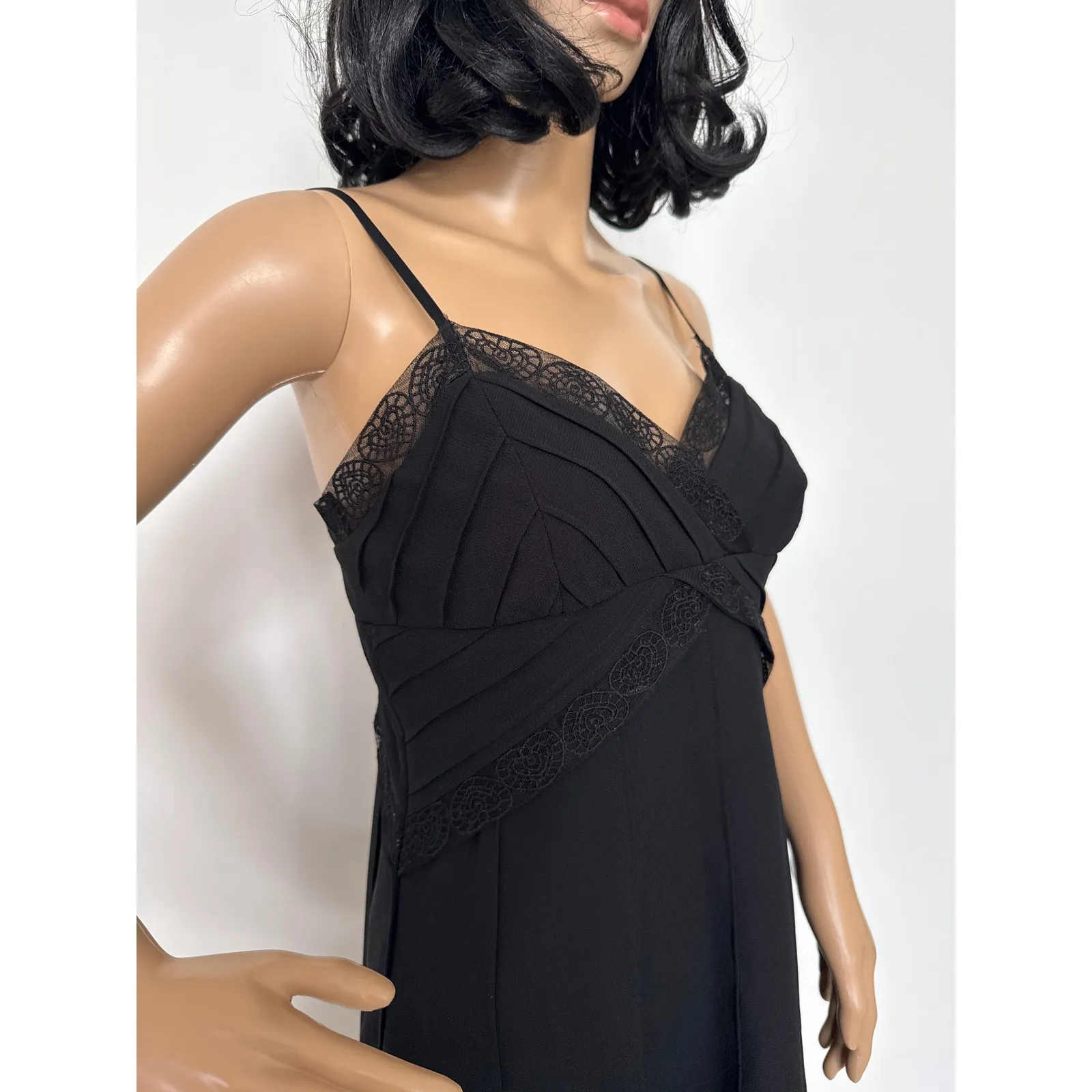 Eliza J New York Black sexy Lace pleated Trim Midi sleeveless Dress Size 4 Petite - Image 9