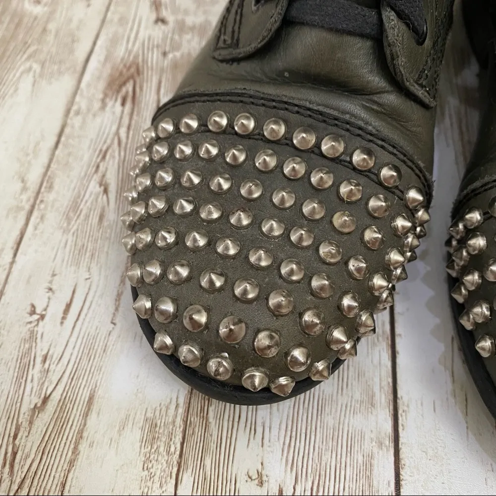 Steve Madden Studded Tarnney Green Combat Boots - Image 11
