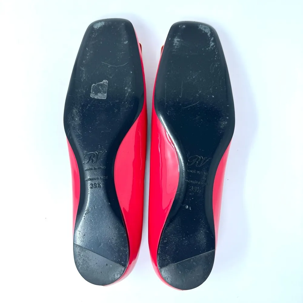 ROGER VIVIER patent leather flats with gold buckle, made in Italy, size 39.5 Pink - Image 9