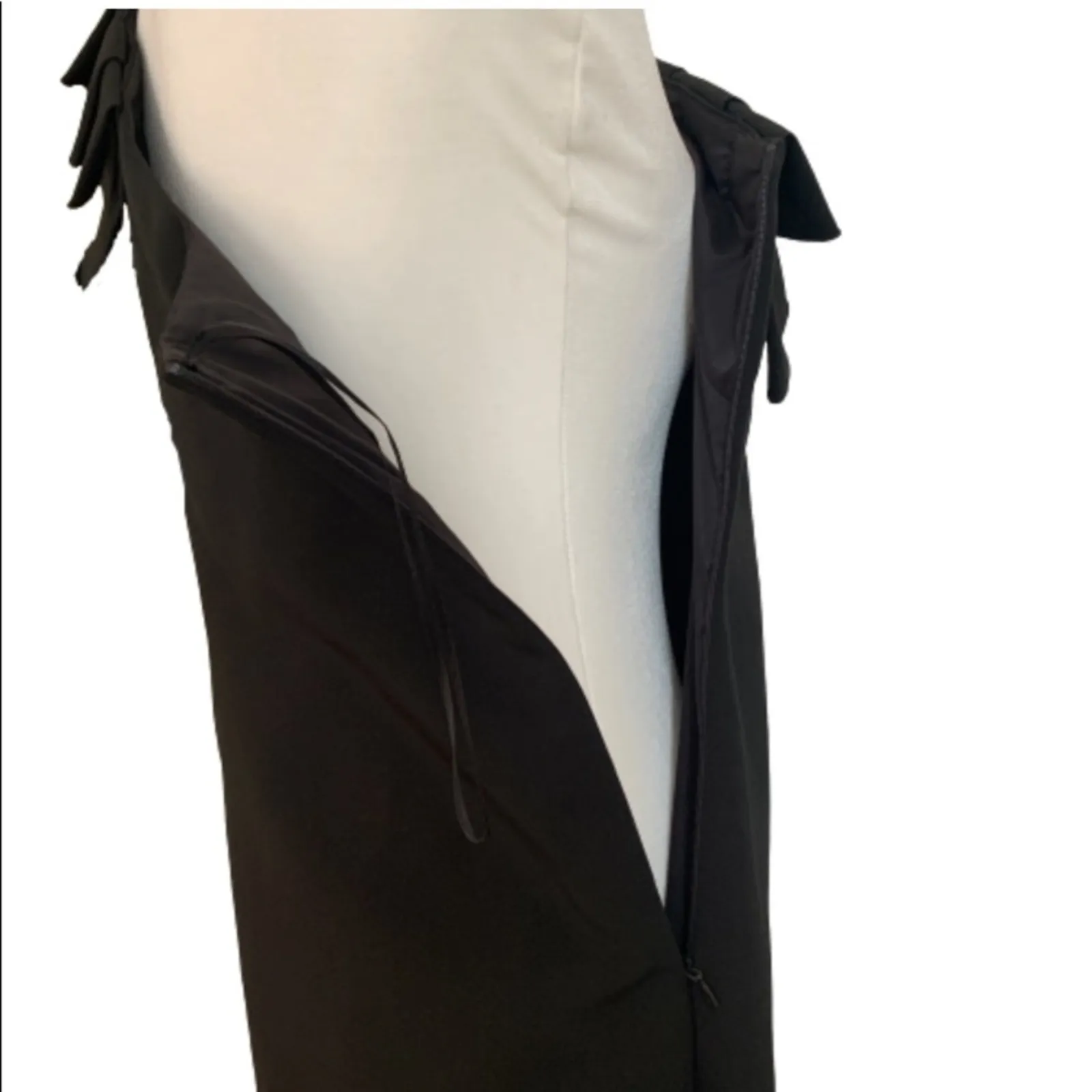 Trina Turk Dress Black One Shoulder Ruffled Neckline Maxi Cocktail Dress Size 2 - Image 9