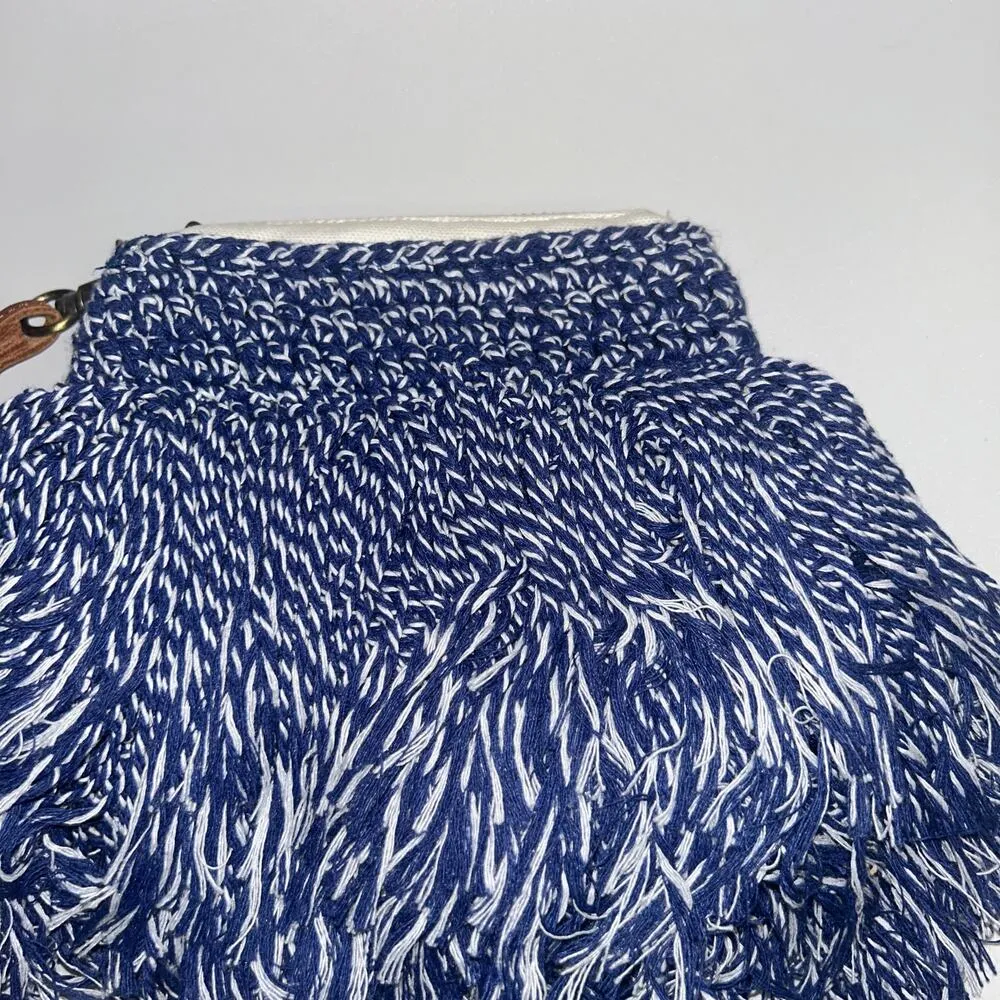 NWOT Elliot Mann Blue White Fringed Zip - Image 4