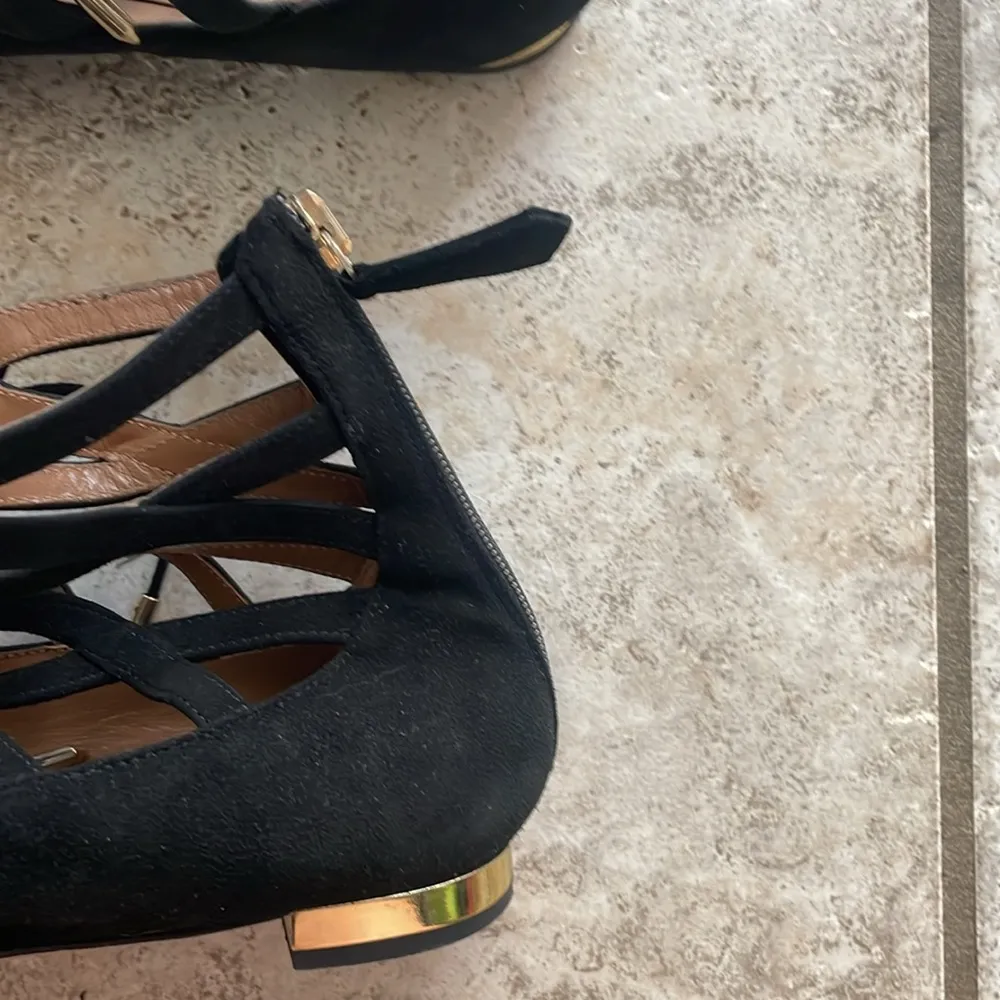 Aquazzura Belgravia Suede Flats in Black Size 6 - Image 15