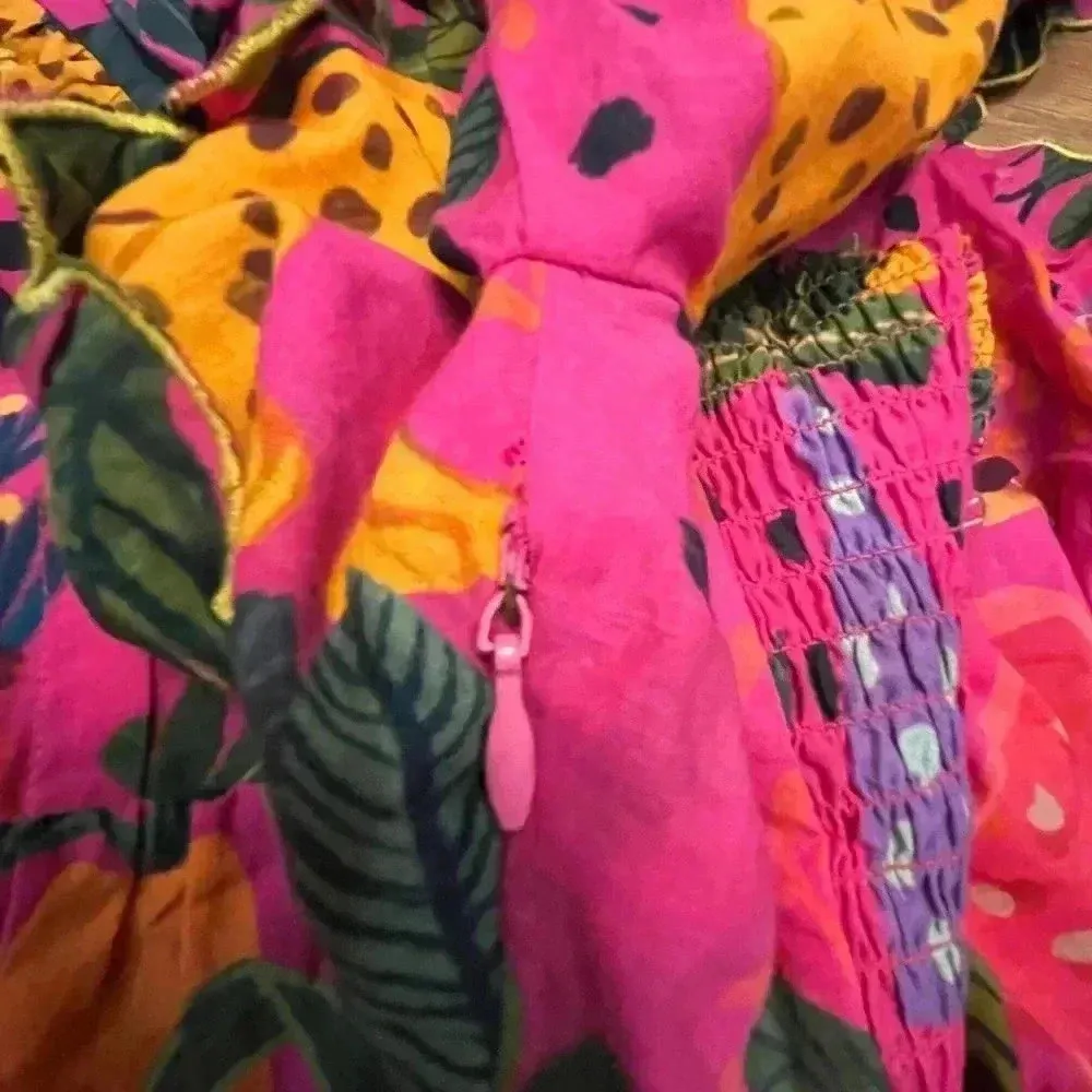 NWT FARM RIO POP LEOPARDS Short Sleeve Top BLOUSE Pink S - Image 11