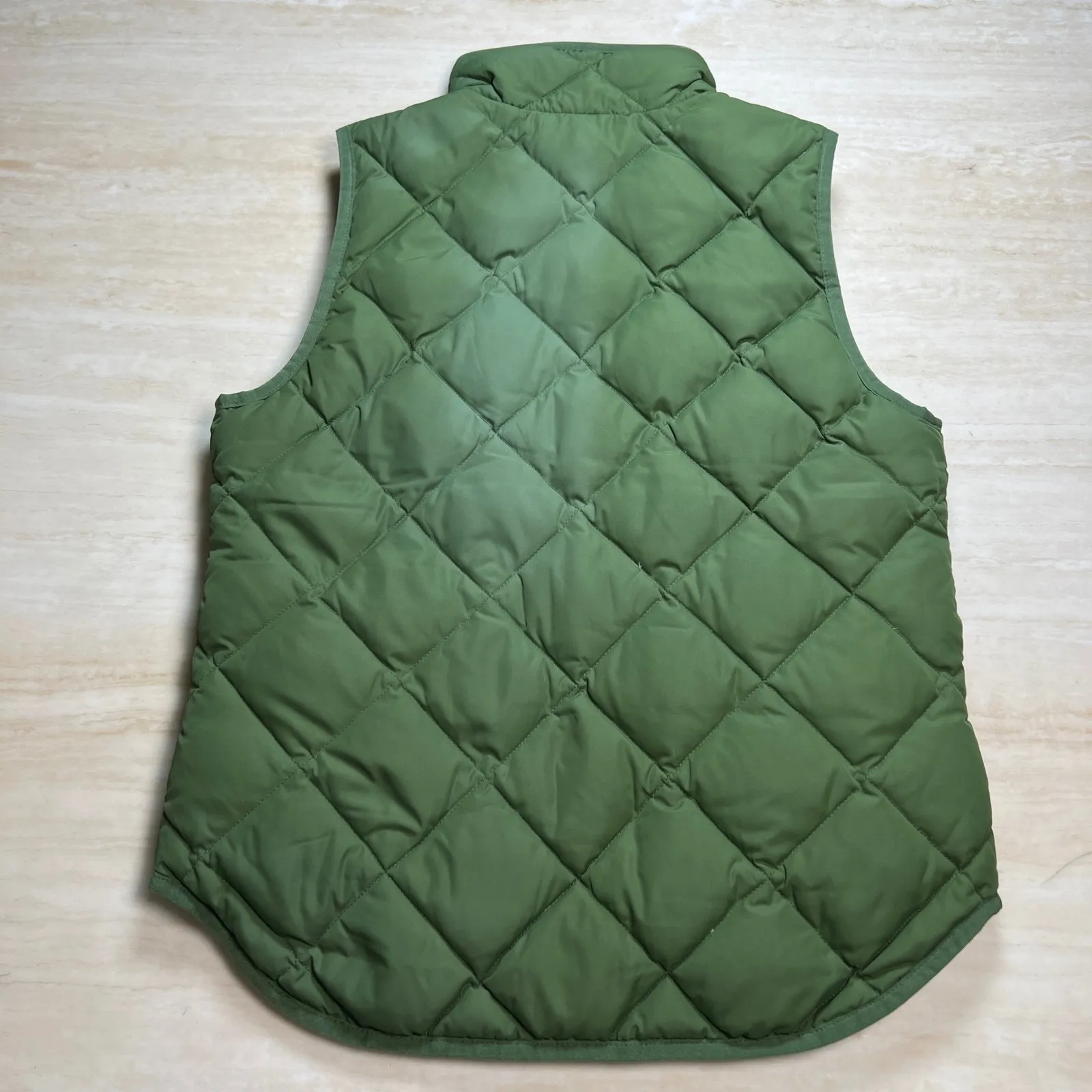 J. Crew Women's Quilted Puffer Vest Green Olive Sleeveless Full Zip Small S - Image 5