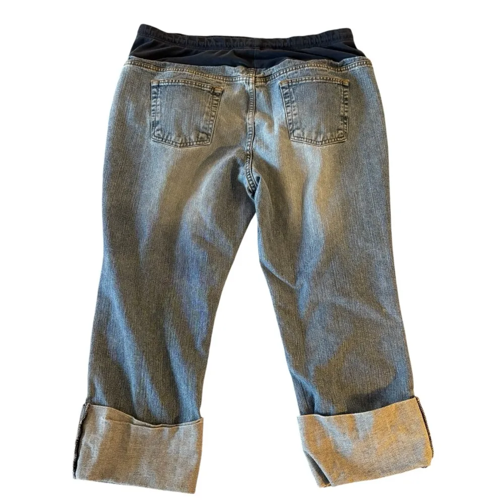 Two Hearts Maternity cuffed jeans.‎ Size XL. Stretch panel with drawstring. Blue - Image 2