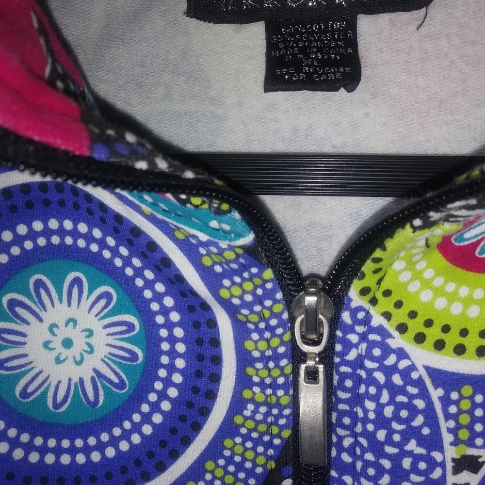 Mirror Image XL Retro Running Circles Zip Front Jacket Plus in Blue Black Size 16 - Image 6